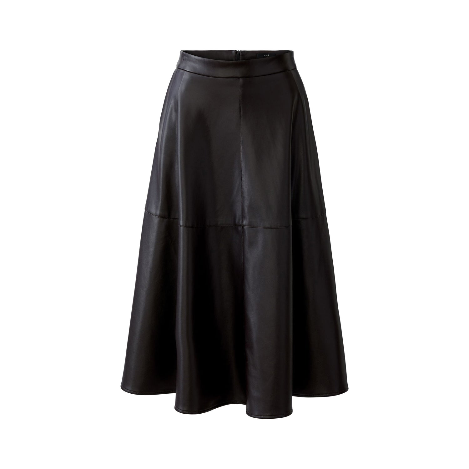 Pleather A Line Skirt - Dark Brown