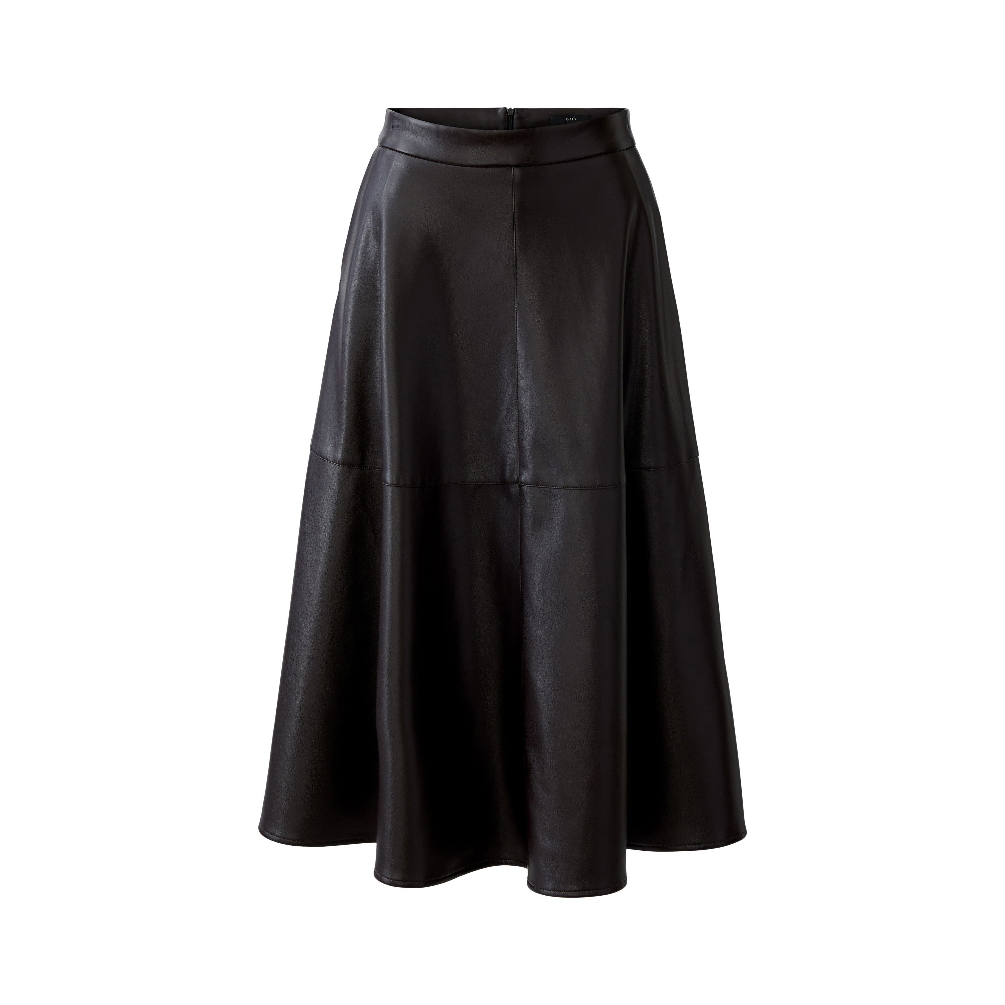 Pleather A Line Skirt - Dark Brown