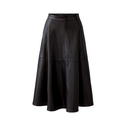 Pleather A Line Skirt - Dark Brown