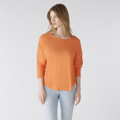 Long Sleeve Wide Neck Jumper - Vermilion Orange