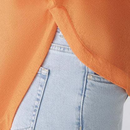 Long Sleeve Wide Neck Jumper - Vermilion Orange