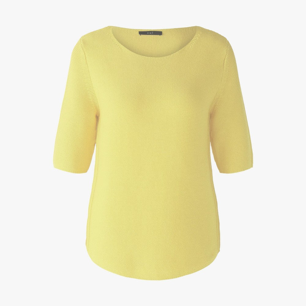 3/4 Sleeve Wide Neck Jumper - Yellow