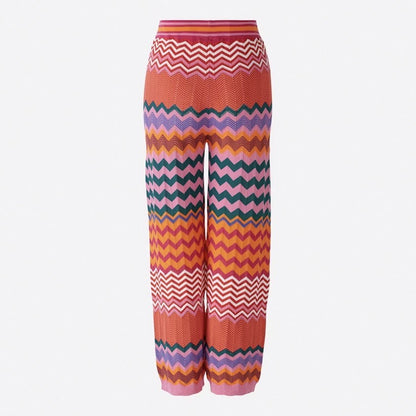 Zigzag Striped Trousers - Pink/Orange