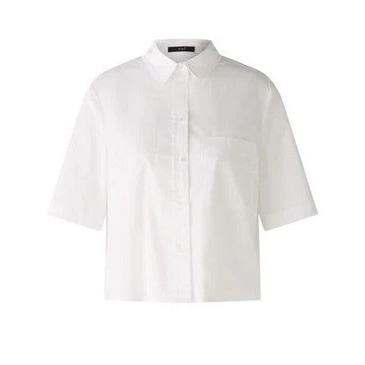 Short Sleeve Cotton Blouse - Optic White