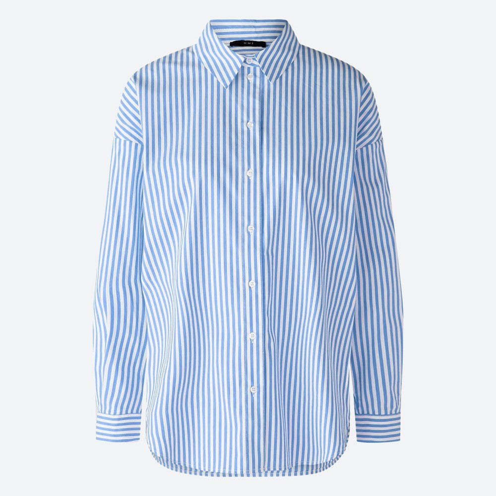 Striped Cotton Shirt Blouse - Blue/White
