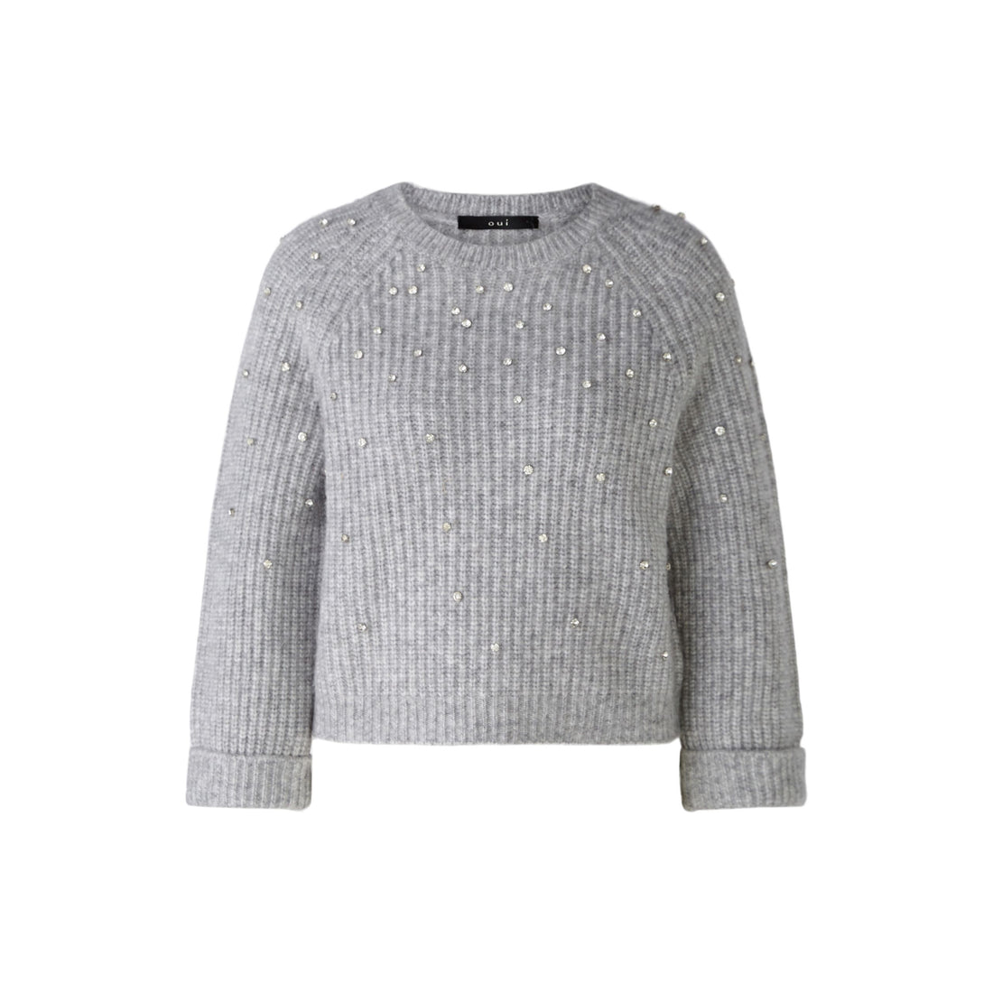 Diamante Knit Jumper - Pale Grey