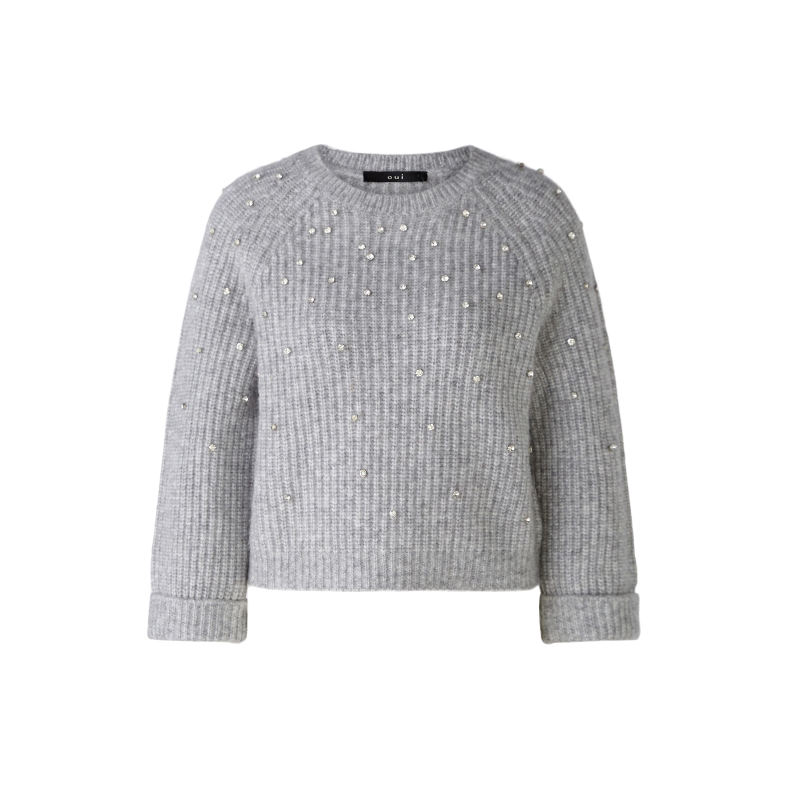 Diamante Knit Jumper - Pale Grey