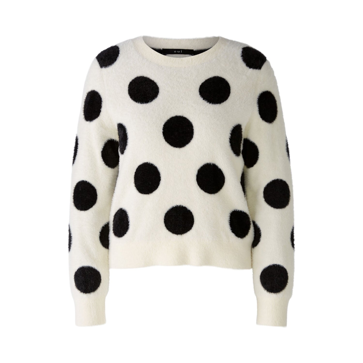 Fluffy Spot Jumper - Off White Black