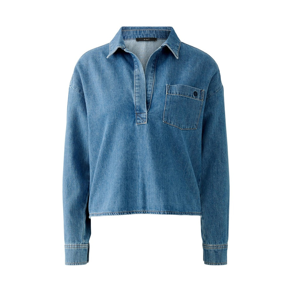 Denim Smock Style Shirt - Blue