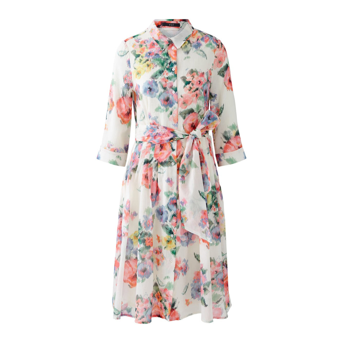 Floral Shirt Dress - Pink Green