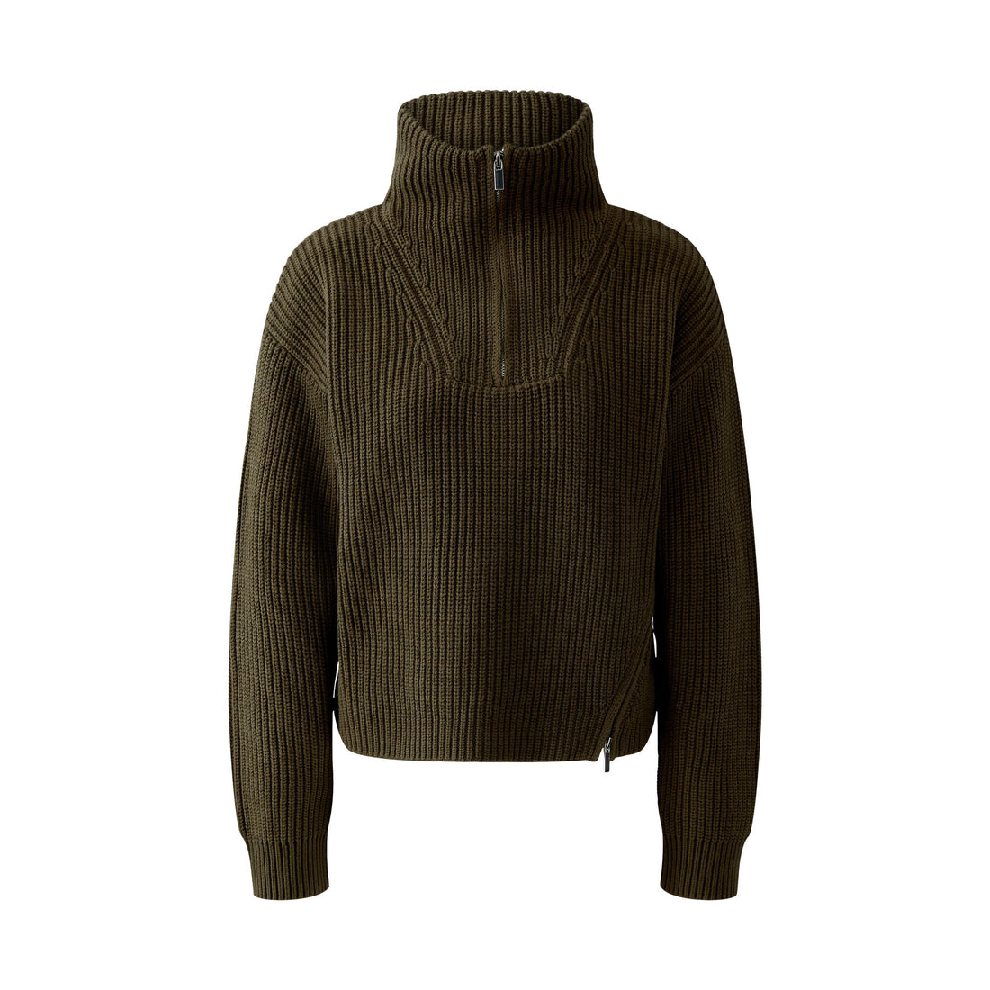 Zip Neck Jumper - Khaki