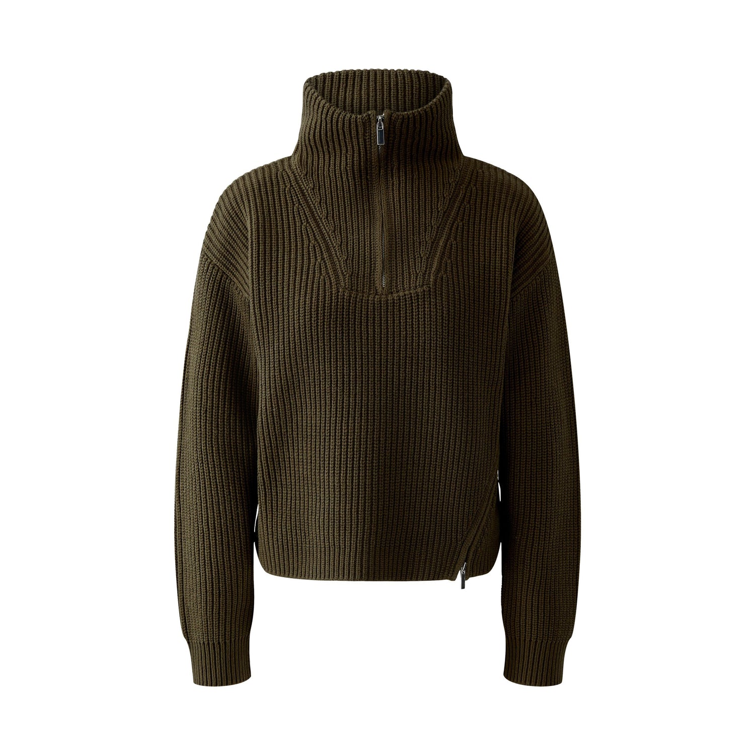 Zip Neck Jumper - Khaki