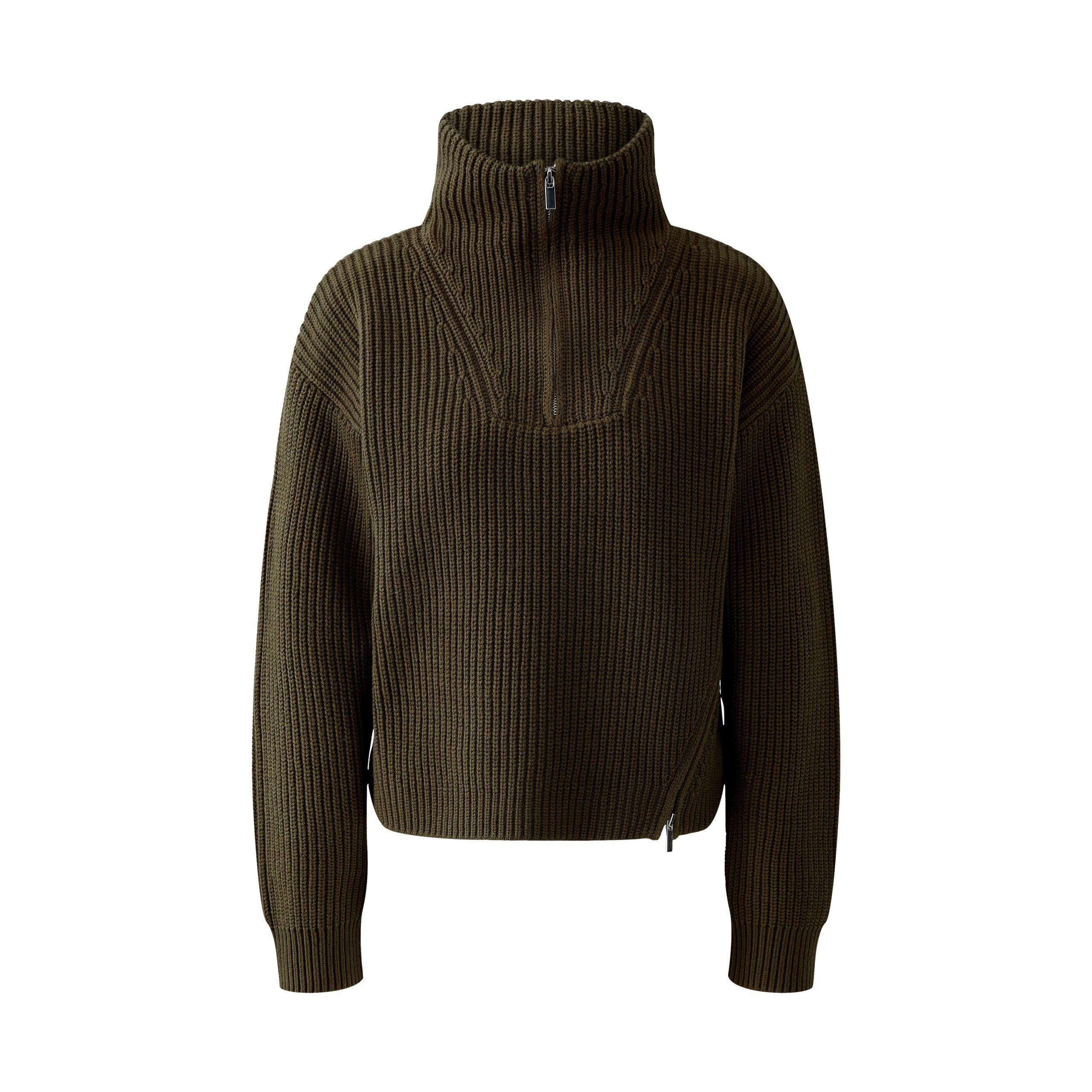 Zip Neck Jumper - Khaki