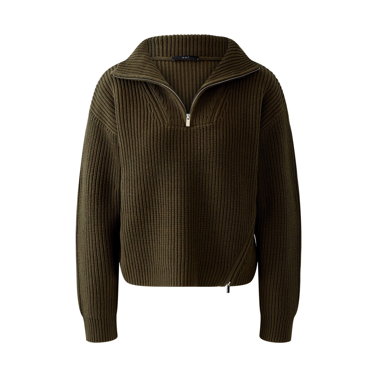 Zip Neck Jumper - Khaki