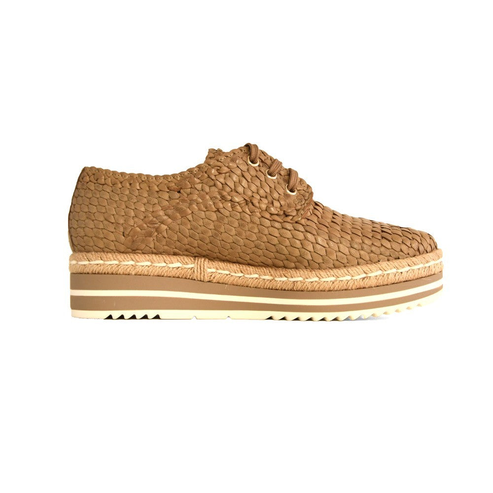 Woven Lace Up Shoe - Loden