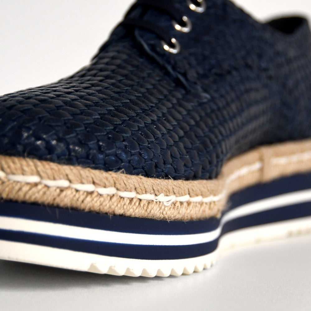 Woven Lace Up Shoe - Navy