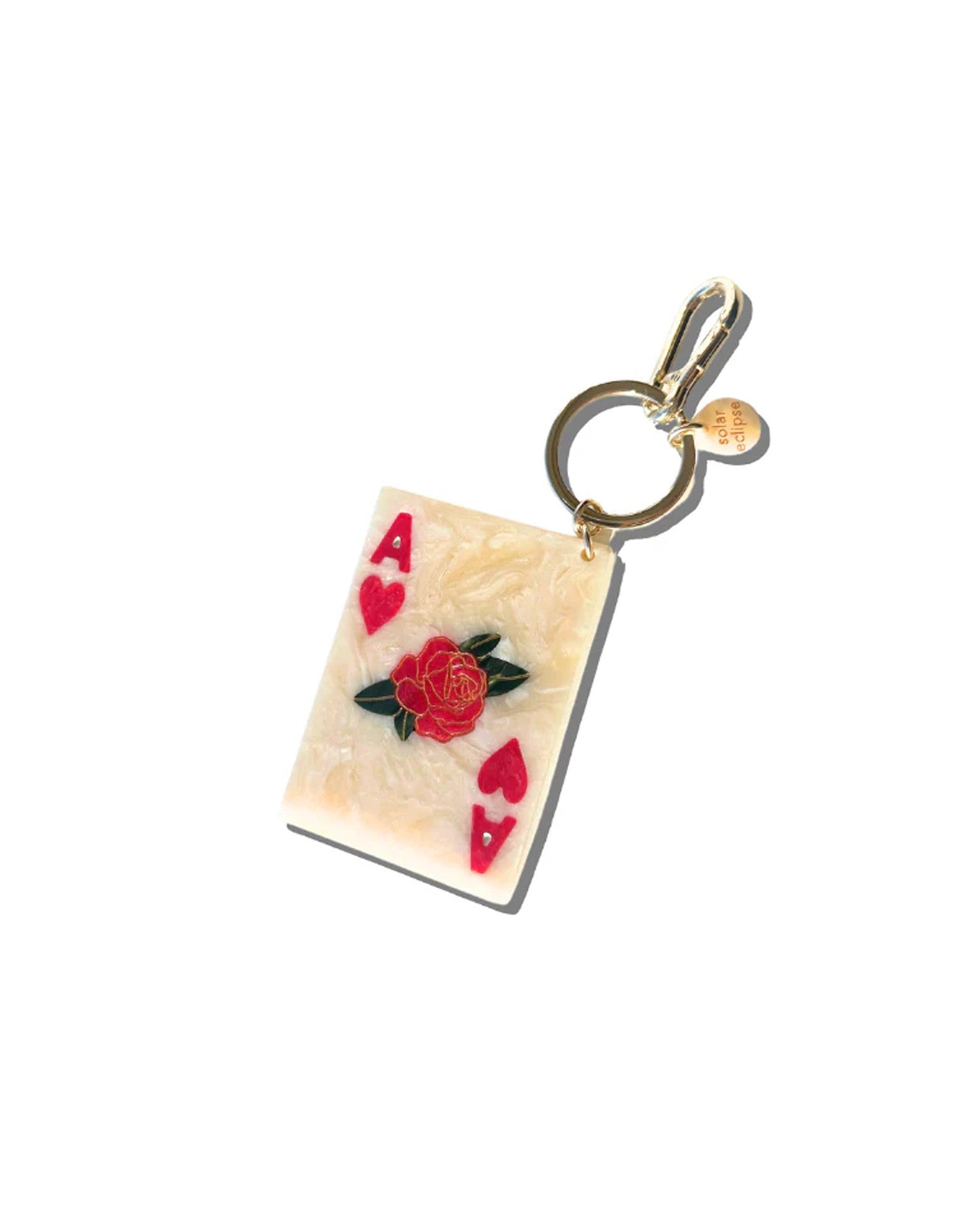 Ace Of Hearts Keyring - Cream/Red