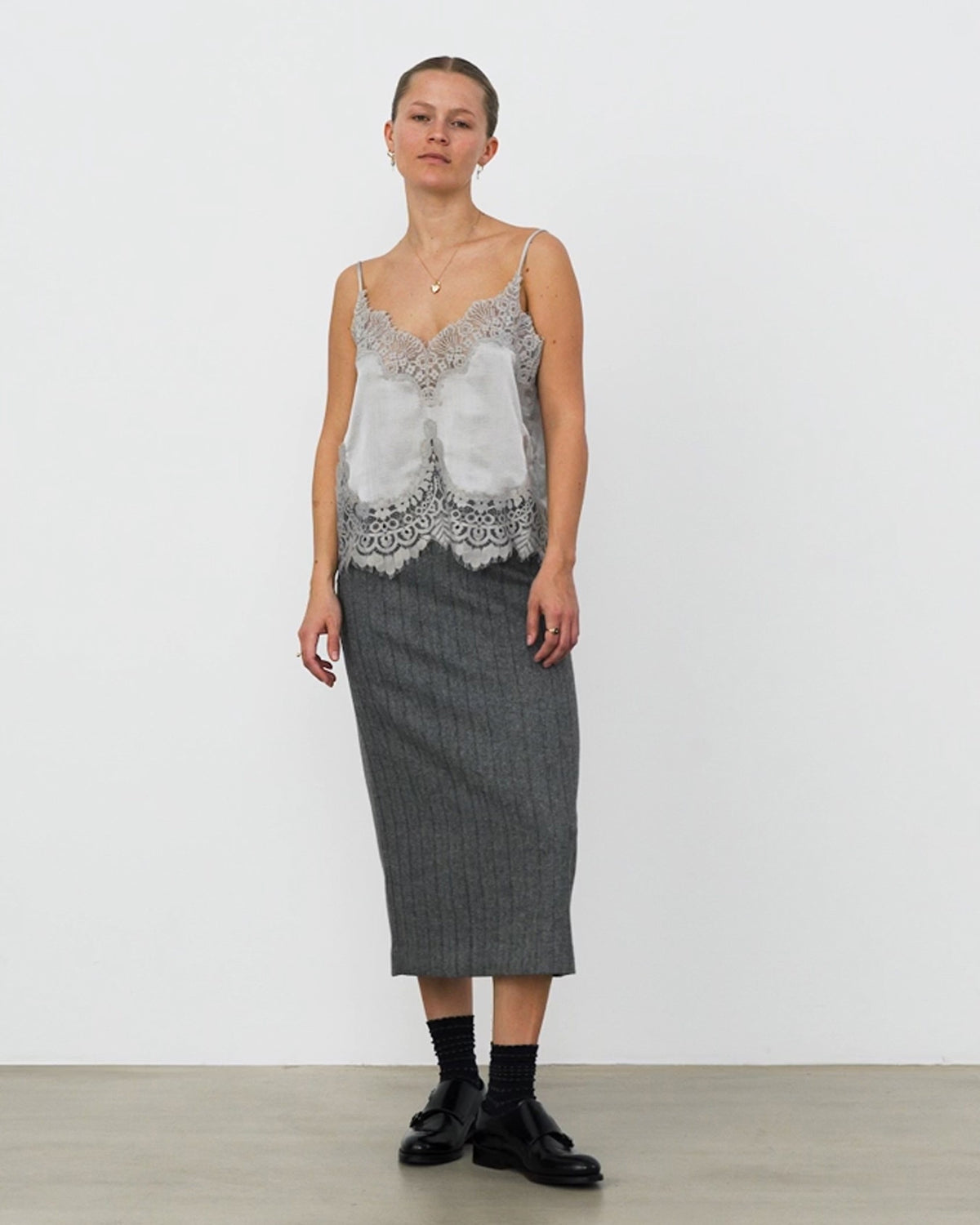 Underlayer Lace Top - Pearl Grey