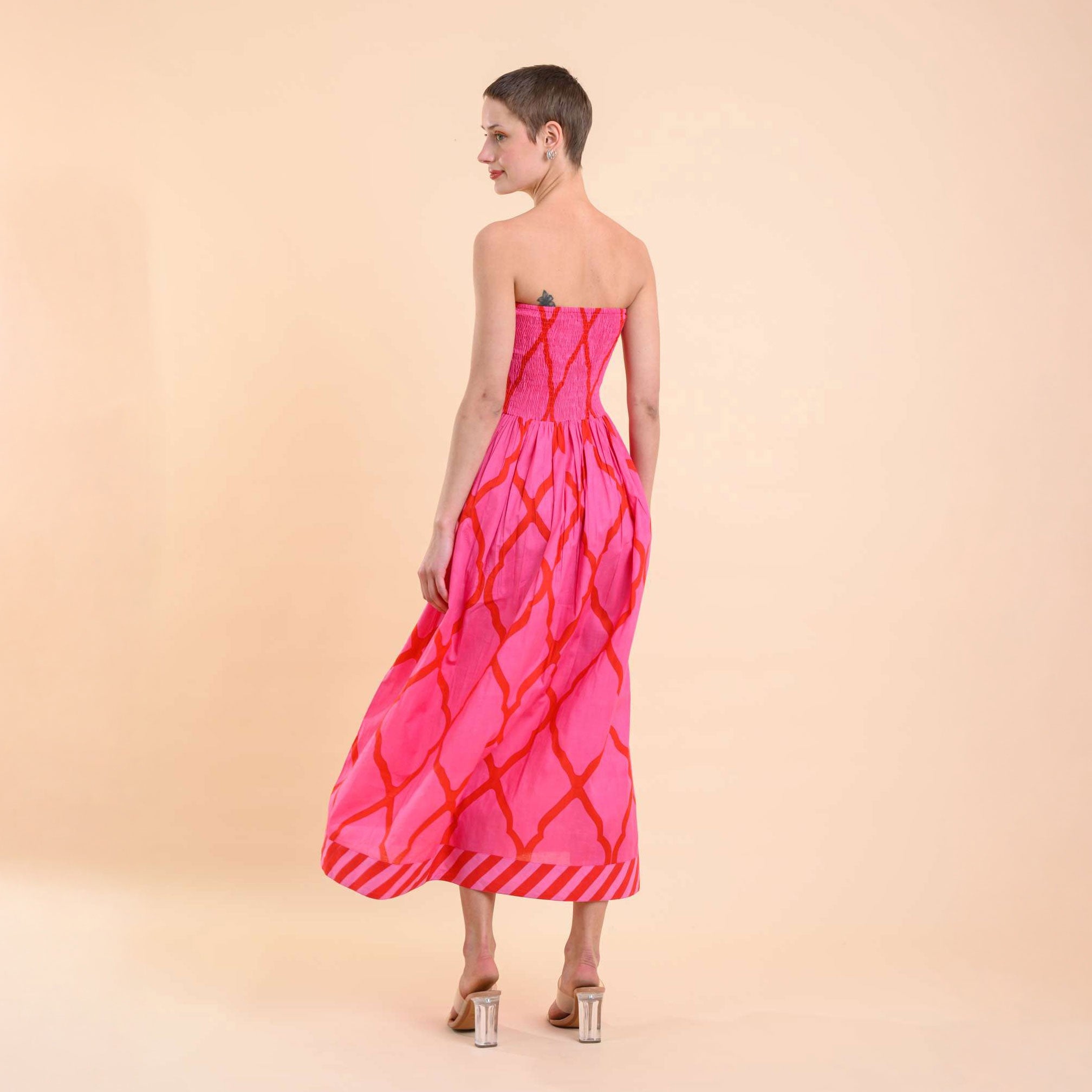Alba Dress - Odyssey Pink Grid