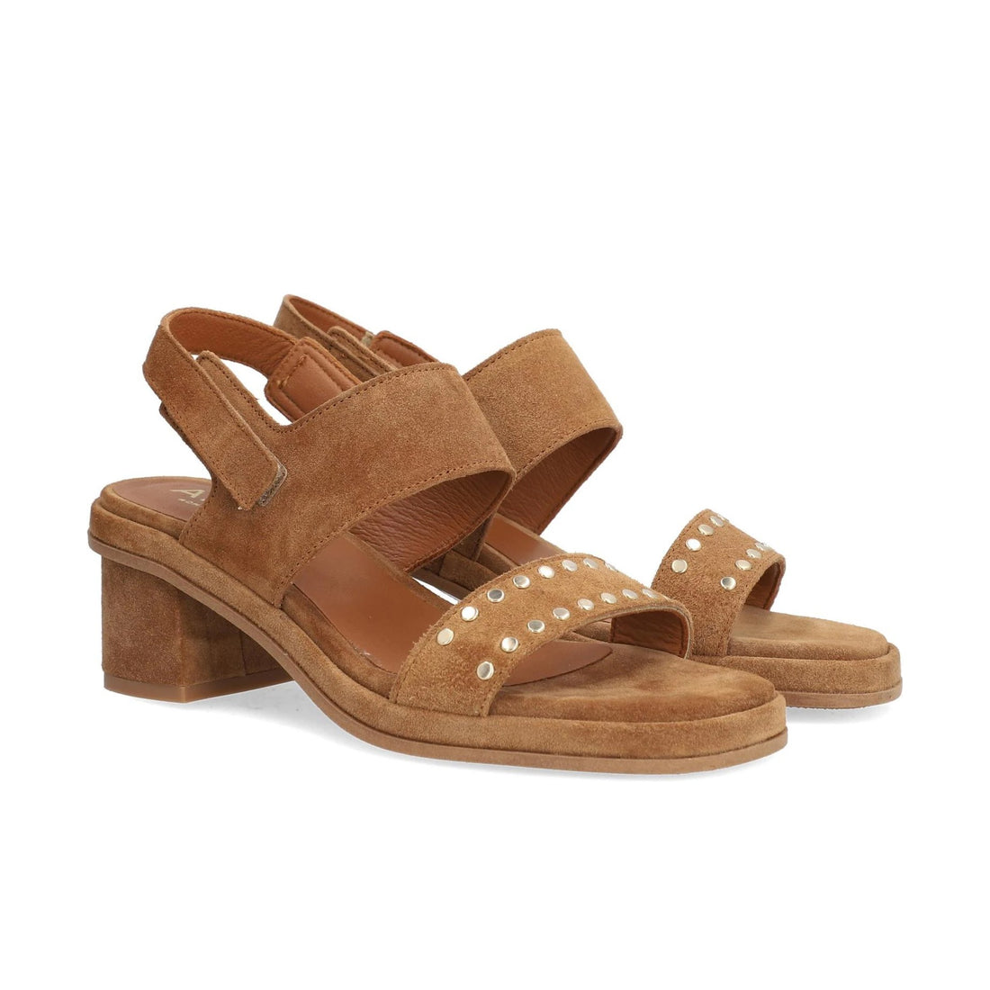 Stud Heeled Sandal - Tan