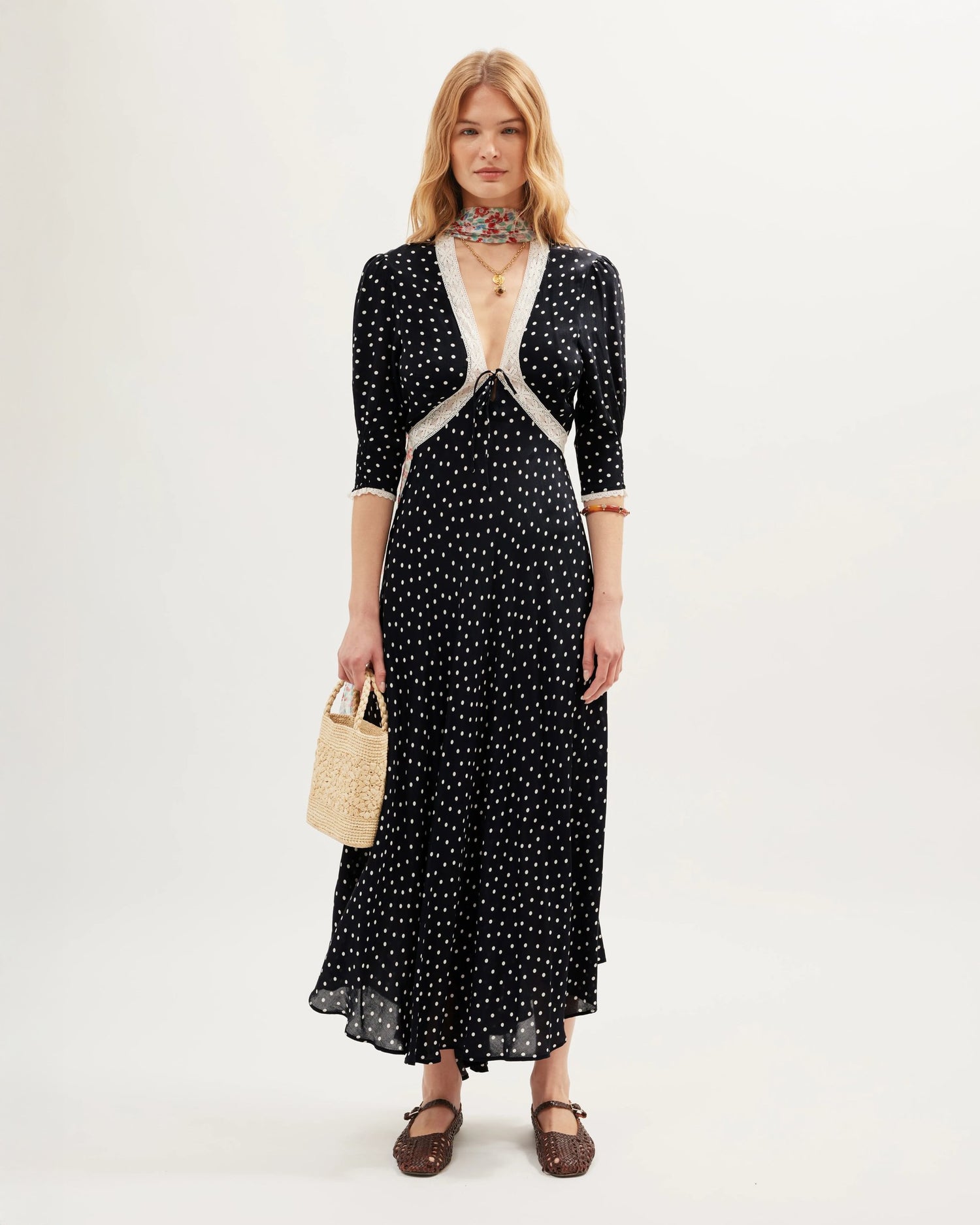 Amina Dress Layla Dot - Navy