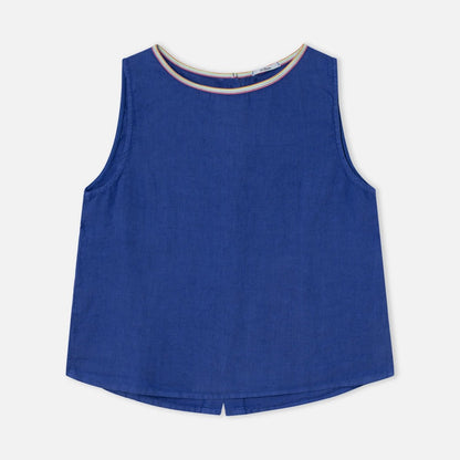 Ana Linen Top - Blue