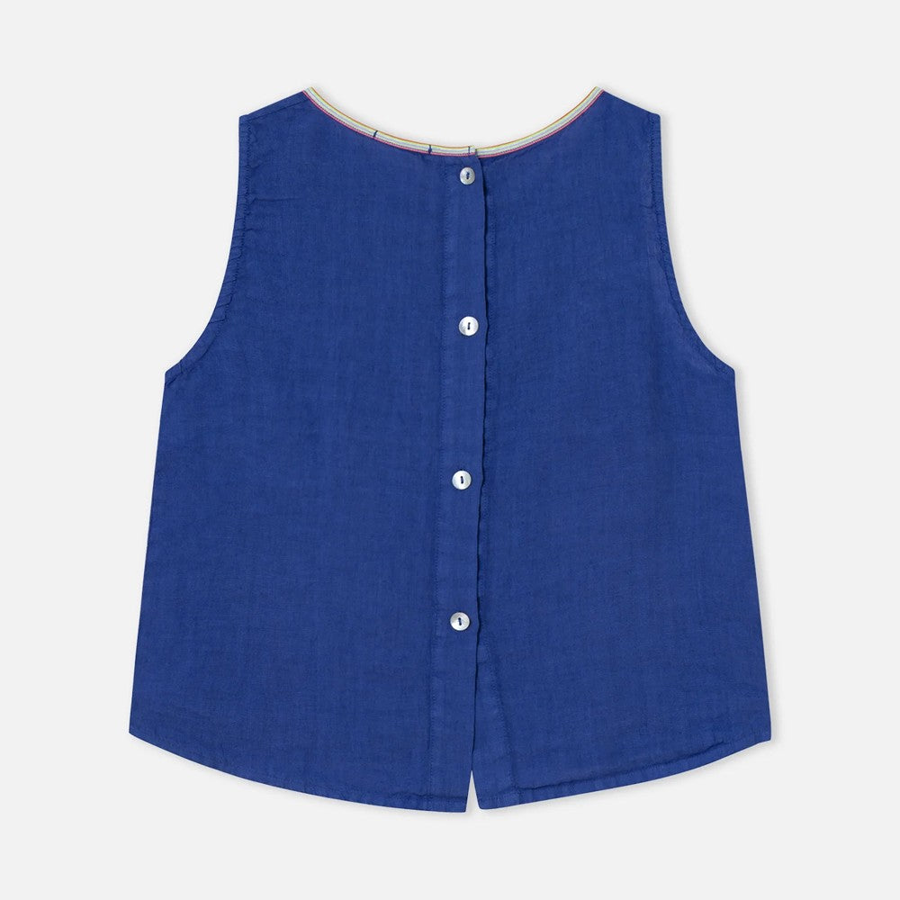 Ana Linen Top - Blue