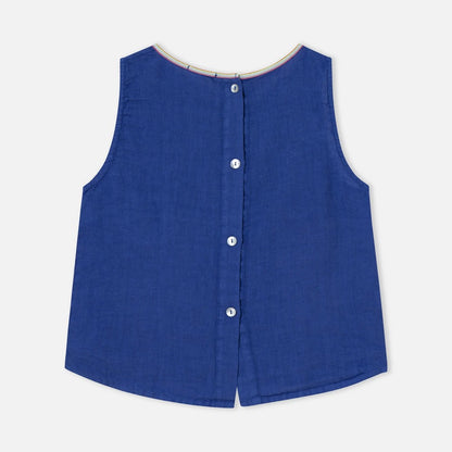 Ana Linen Top - Blue