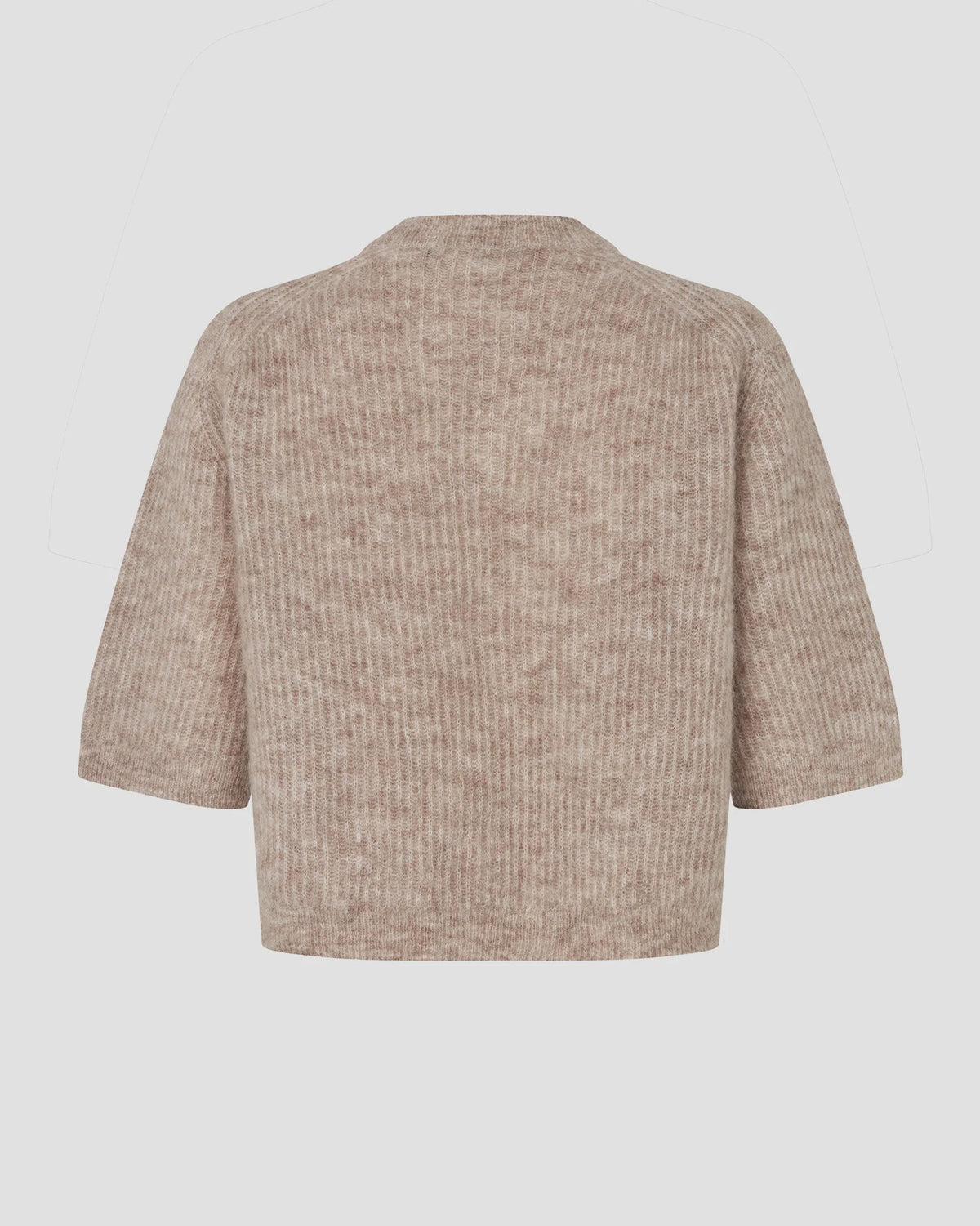 Andrea Knit Rib Cardigan - Light Beige Melange