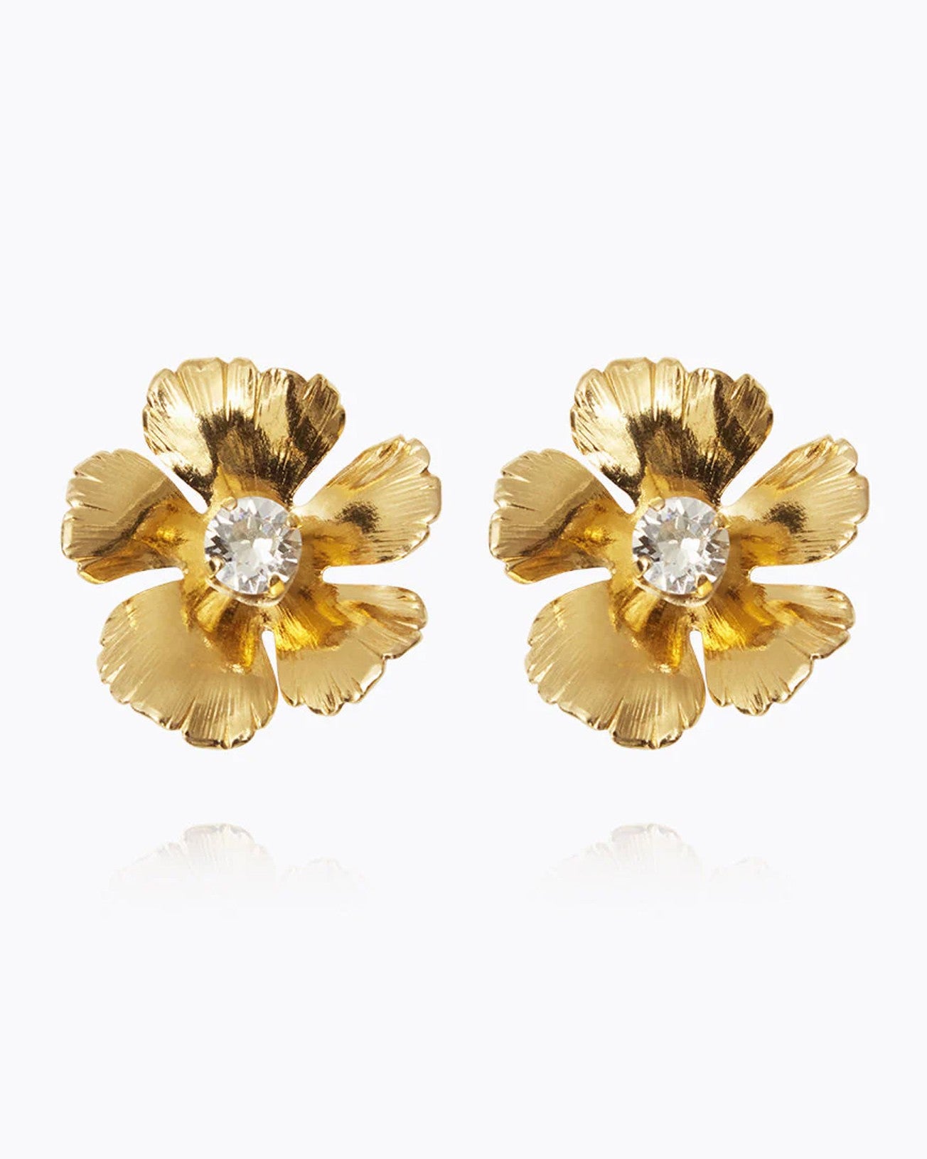 Anemone Earrings Gold - Crystal