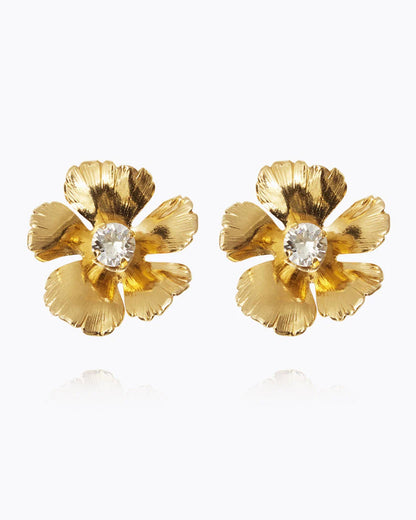 Anemone Earrings Gold - Crystal