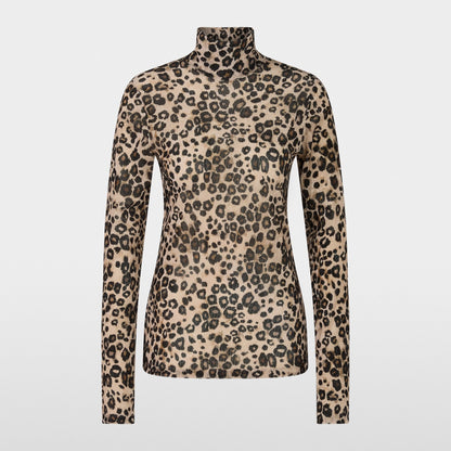 Animal Print Polo Layer Top - Soft Cappuccino