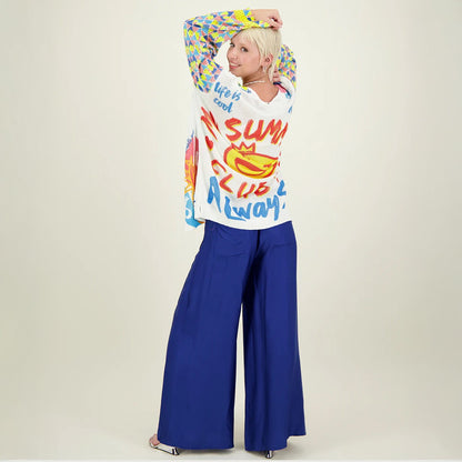 Annie Wide Leg Pants - Blue