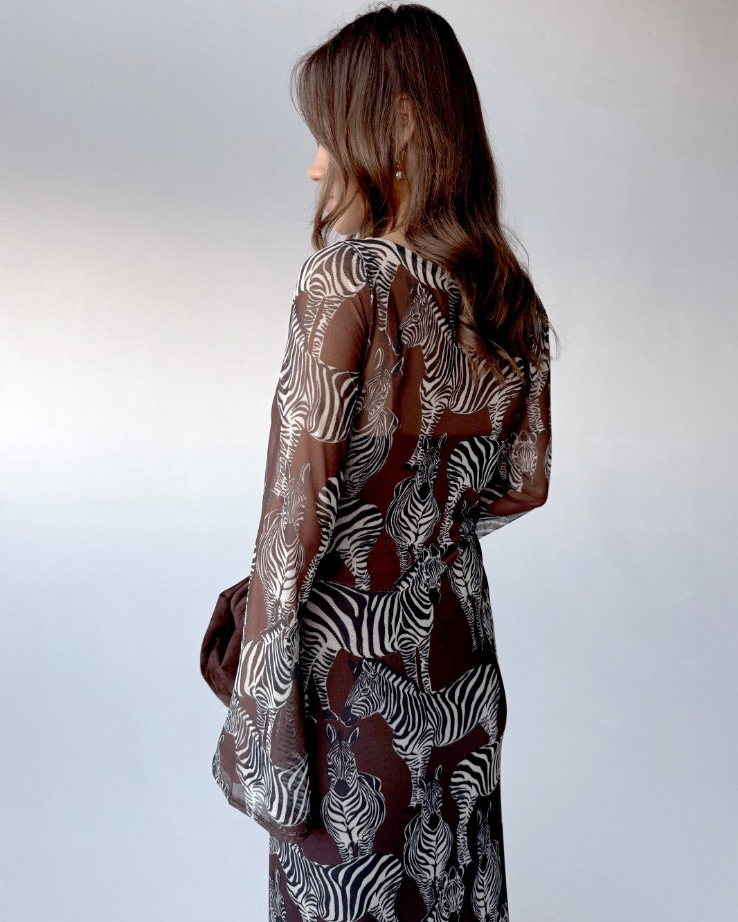 Aria Dress In Chocolate Zebra Print - Chocolate