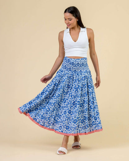 Arista Stretch Waist Skirt - Tasmin Blue