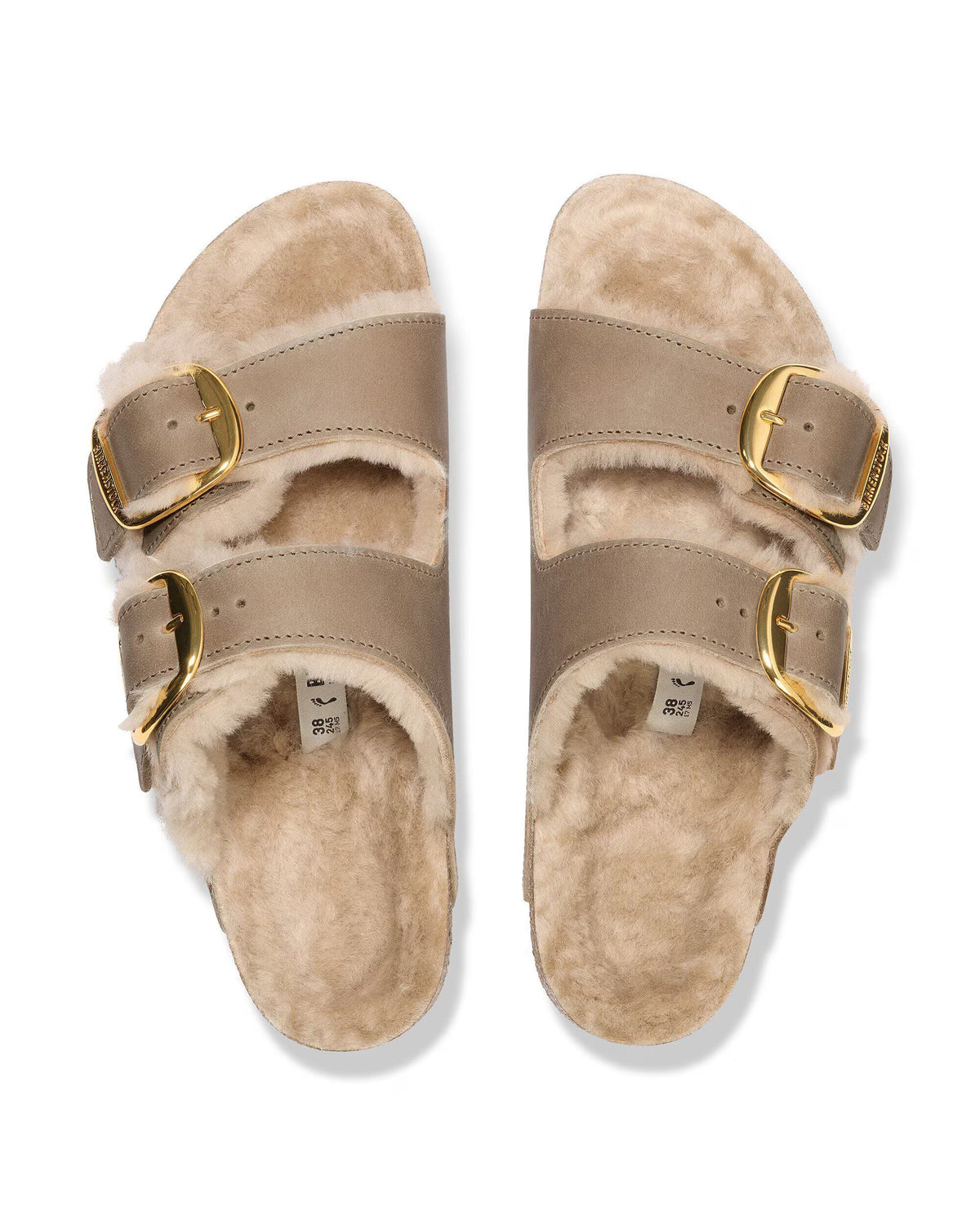 Arizona Big Buckle Shearling Oiled Leather Women - Tabacco Brown