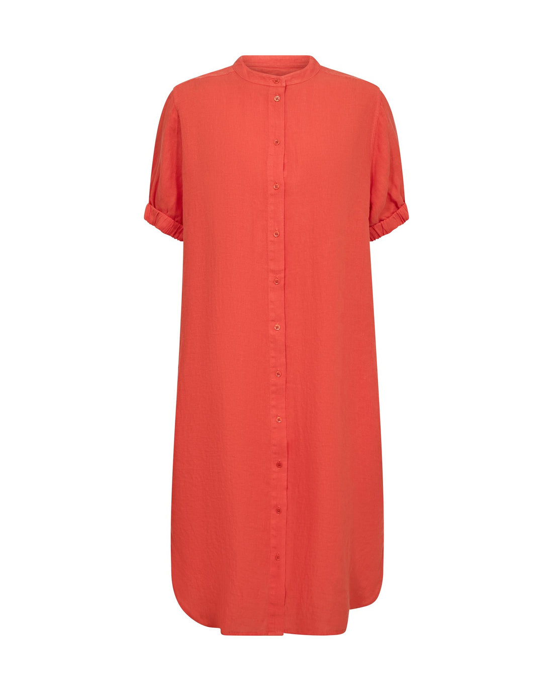 Arleth Short Sleeve Linen Dress - Spicy Orange