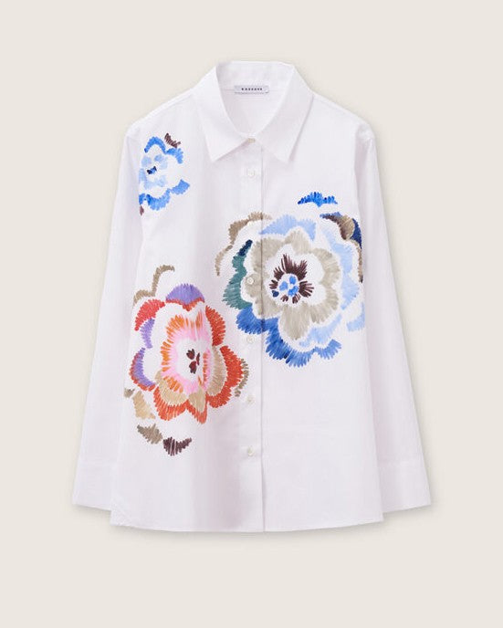 Arty Painted Flower Shirt - White