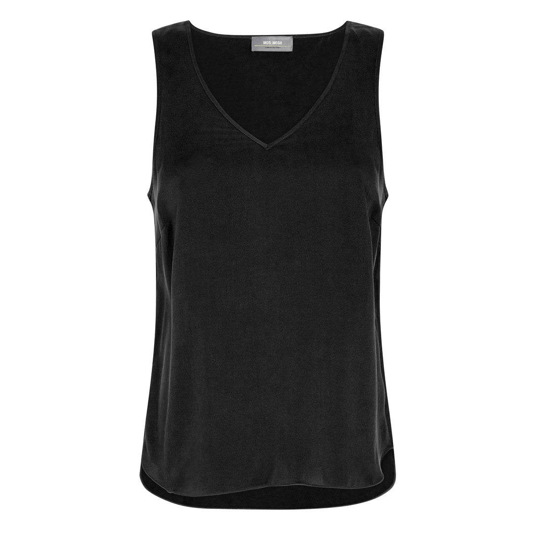 Astrid V-Neck Silk Tank Top - Black