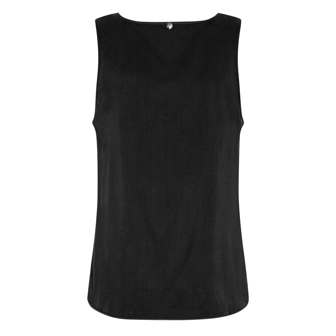 Astrid V-Neck Silk Tank Top - Black