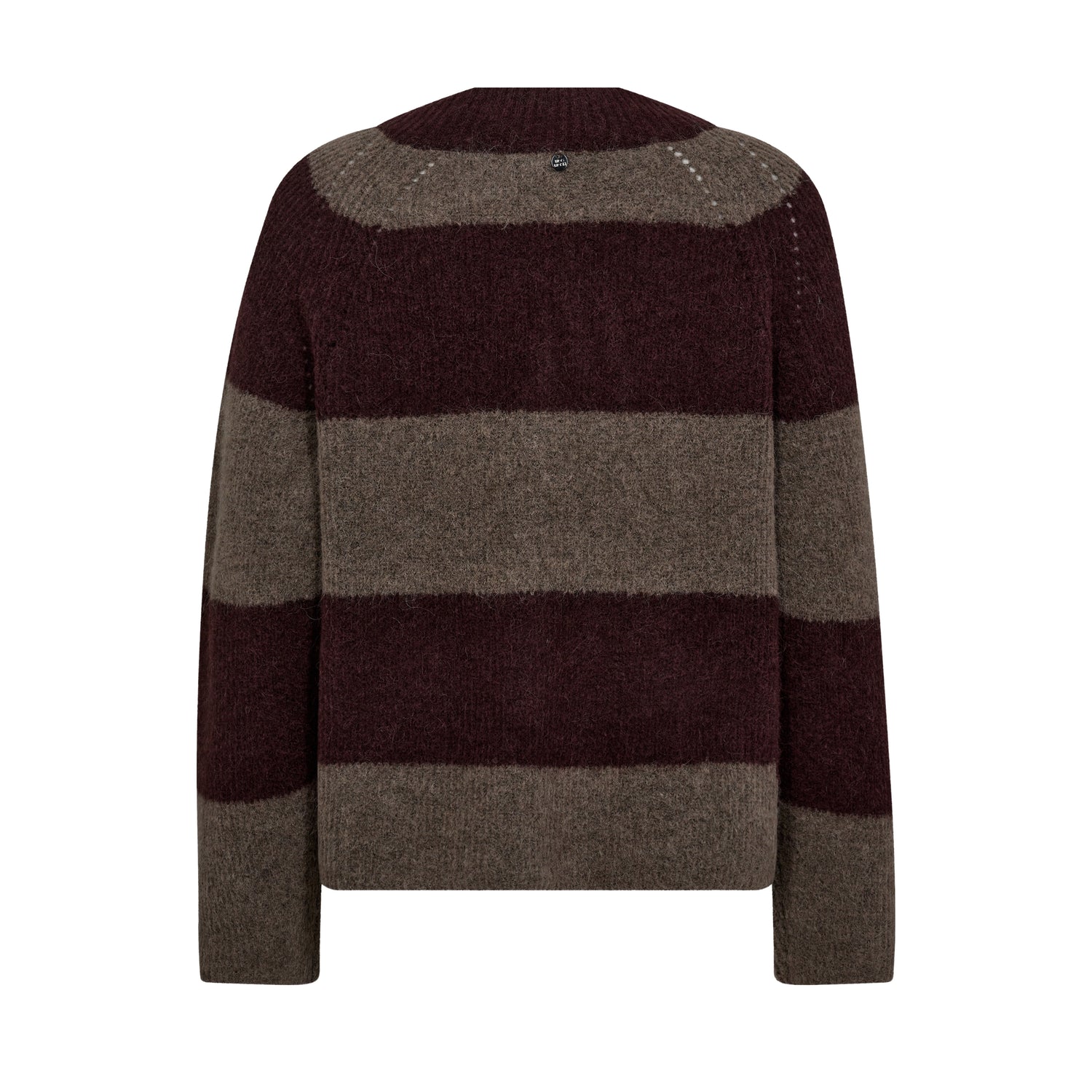 Taci Stripe Long Sleeve V-Neck Knit - Fudge