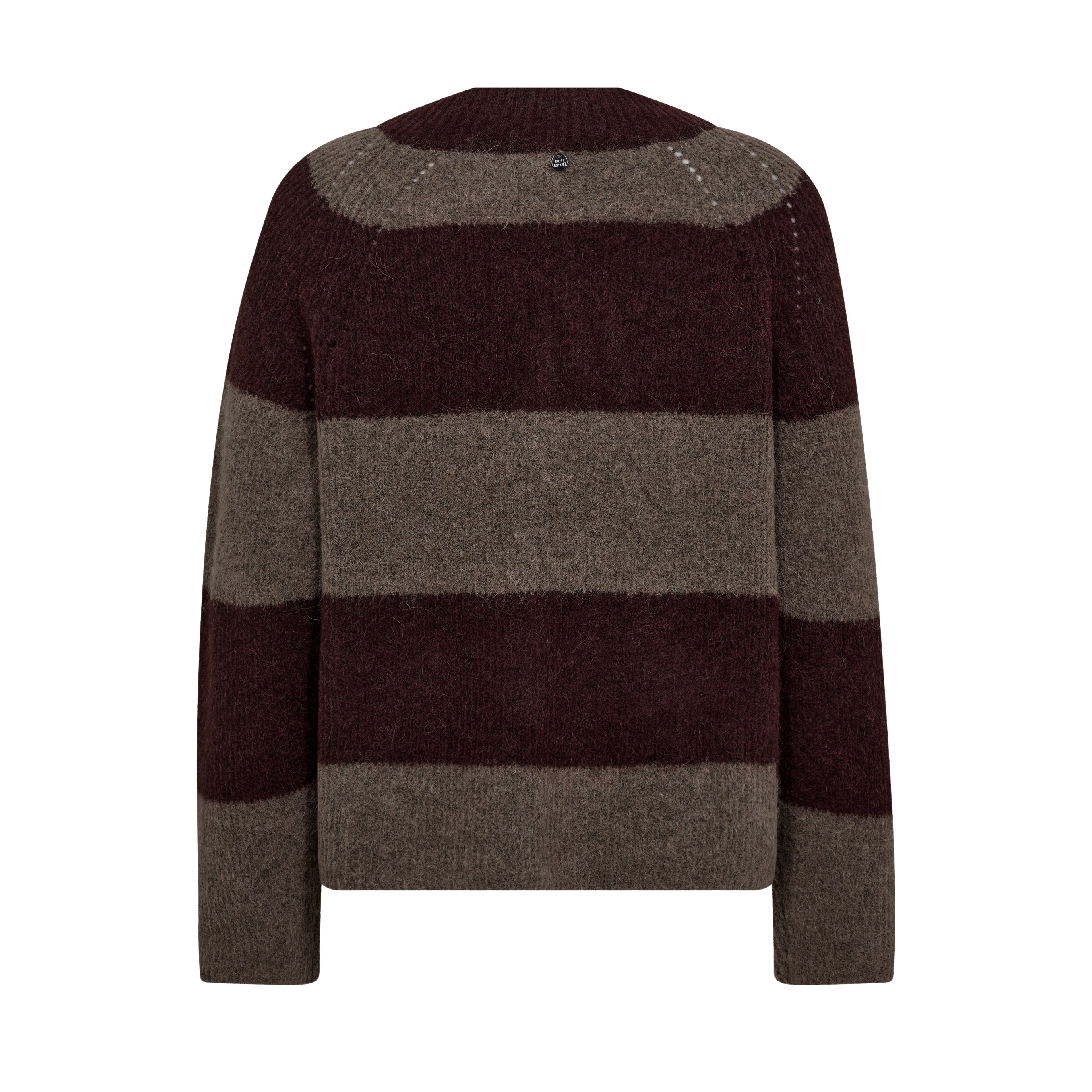 Taci Stripe Long Sleeve V-Neck Knit - Fudge