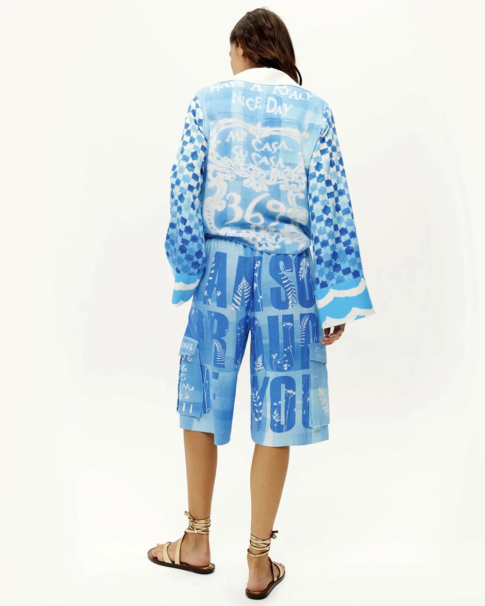 Ayla Tie Front Shirt - Indigo Garden
