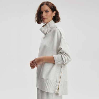 Barker High Neck Sweat - Ivory Marl