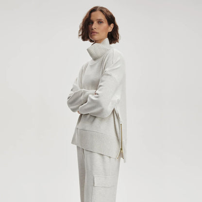 Barker High Neck Sweat - Ivory Marl