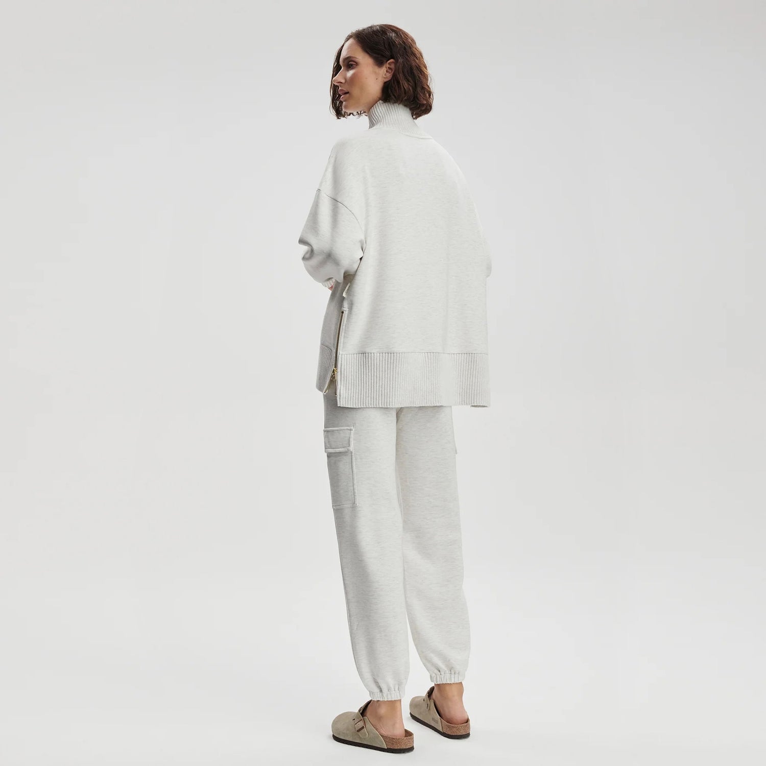 Barker High Neck Sweat - Ivory Marl