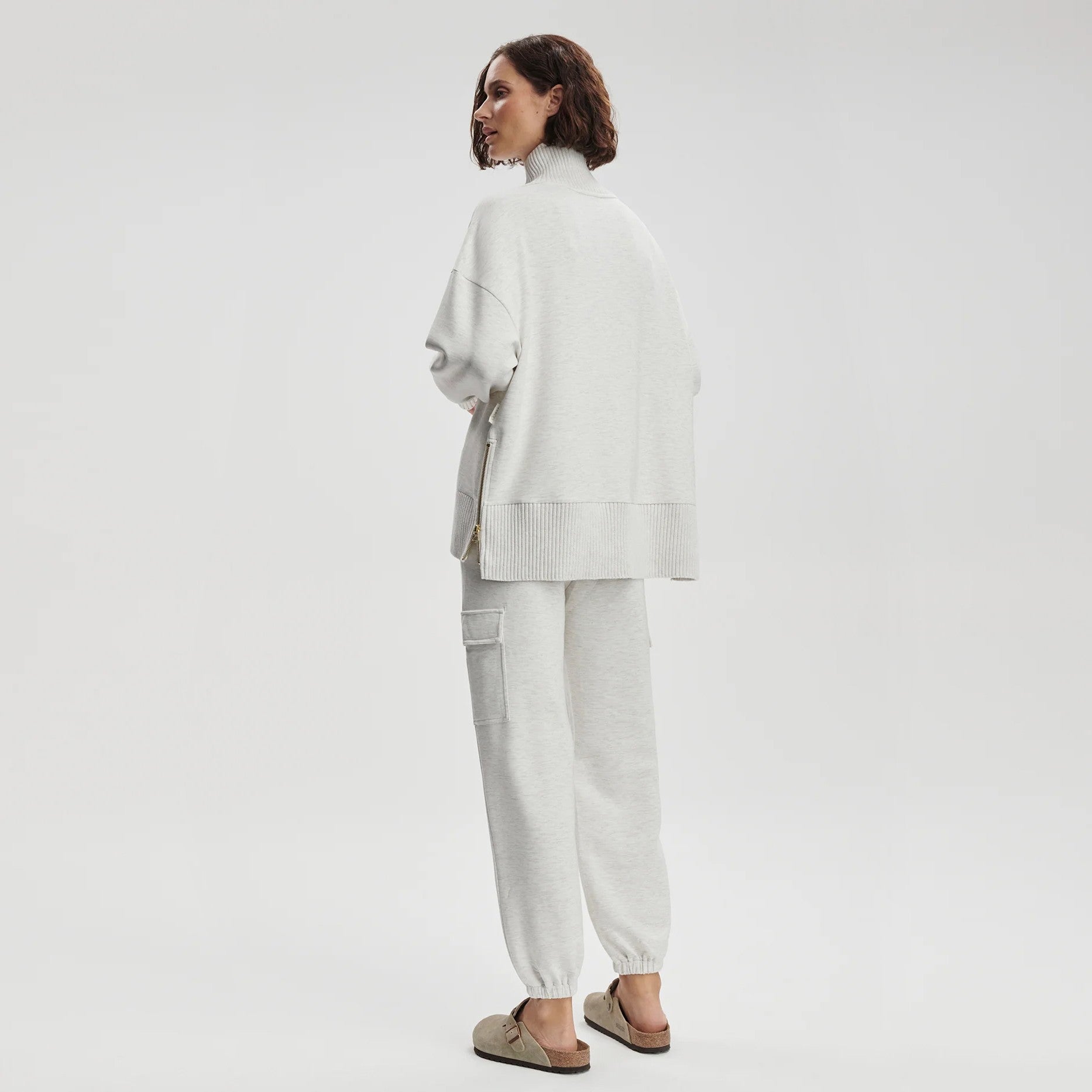 Barker High Neck Sweat - Ivory Marl
