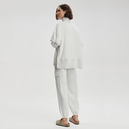 Barker High Neck Sweat - Ivory Marl
