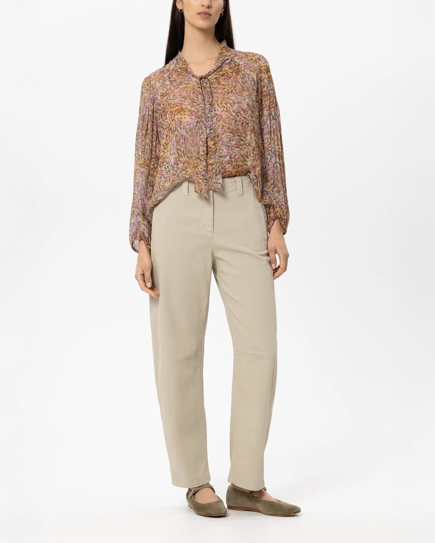 Barrel Leg Denim Trousers With Belt - Ginger