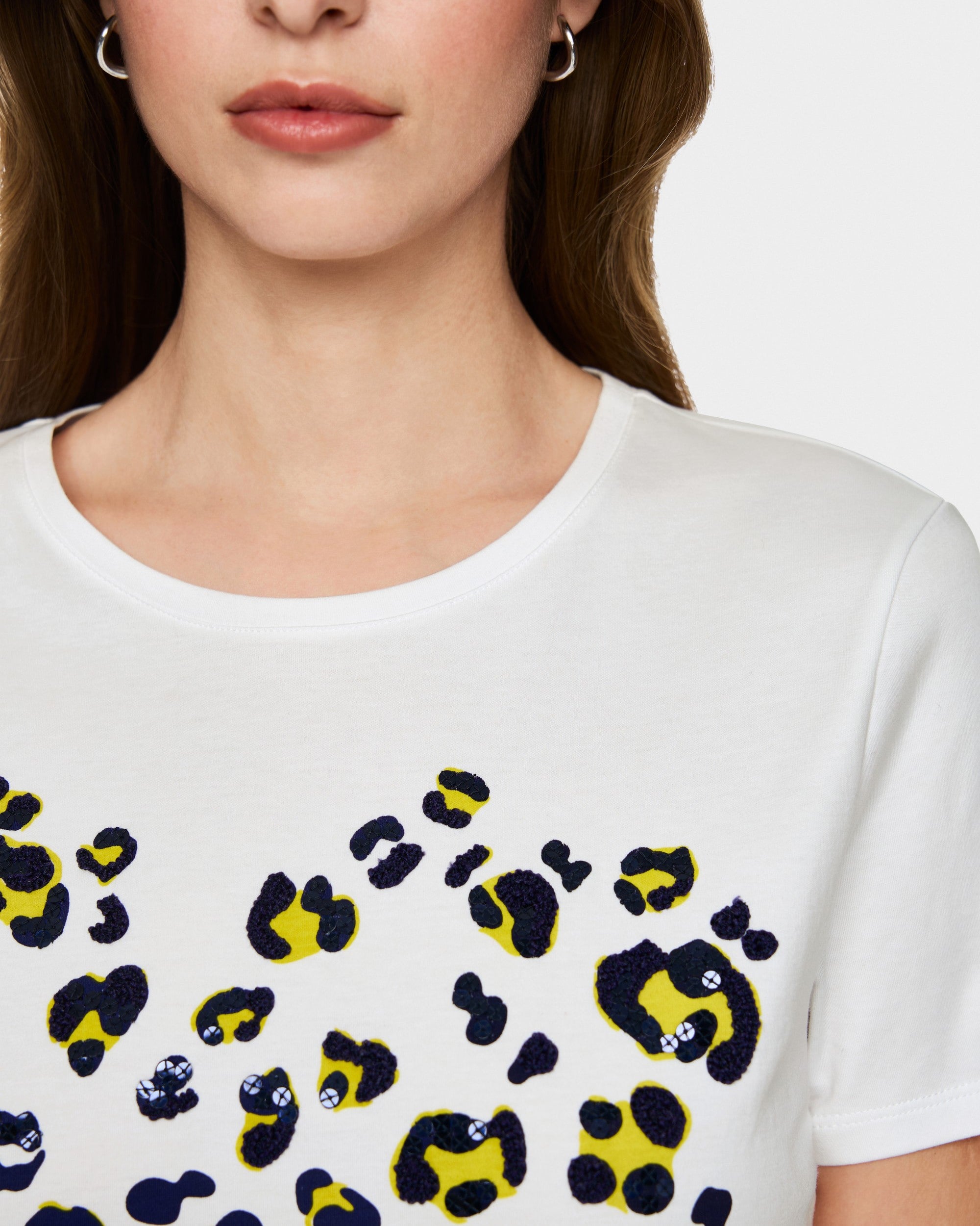 Leopard Print Graphic Tee - White